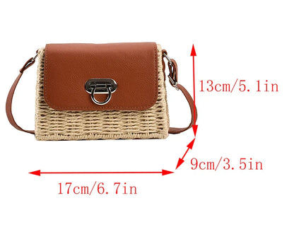 eybag Summer Straw Bag For Women Woven Handmade Handbag   pearl Lady Tote Small square bag Vacation Beach Bag shoulder crossbody bag