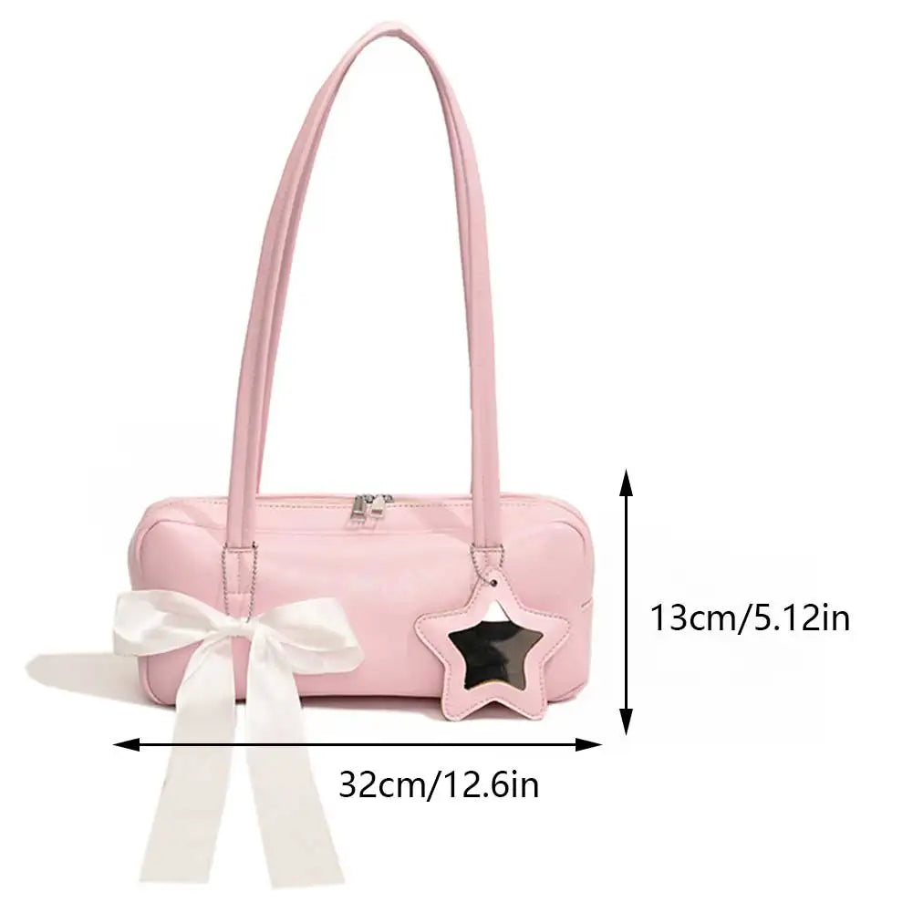 eybag Fashion Women's High-end Bow Bag Casual Versatile Portable Large-capacity Storage Square Bag Korean Niche Shoulder Underarm Bag