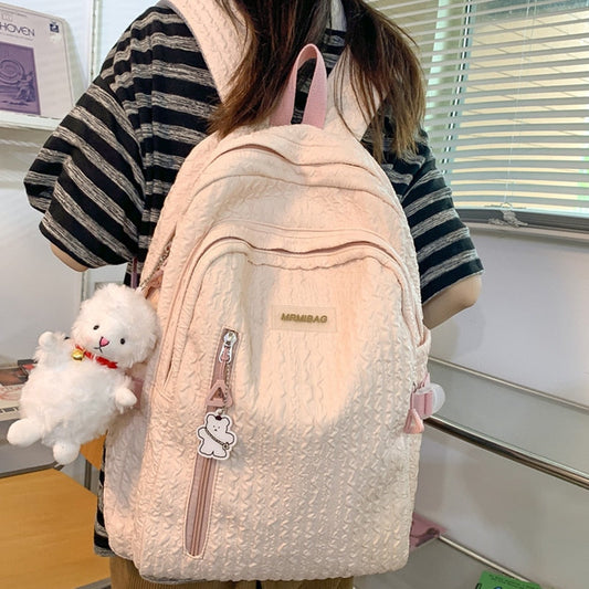 eybag New Nylon Women Backpack Female Solid Color Travel Bag Preppy Multiple Pockets Schoolbag for Teenage Girl Bookbag