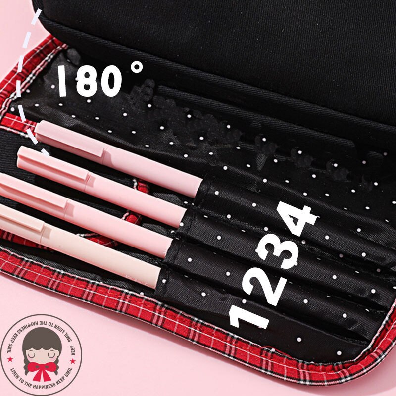 eybag Simple Design Pencil Cases Button Vintage Pen Bag Cute Kawaii Canvas Pencil Bag With Zipper Large Capacity Stationery Bag