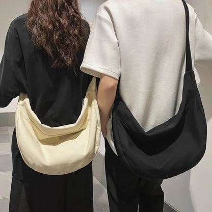 eybag Simple Solid Color Women Crossbody Bag Casual Canvas Men Shoulder Bag Student Leisure Travel Book Bag Large Capacity Shopper Bag