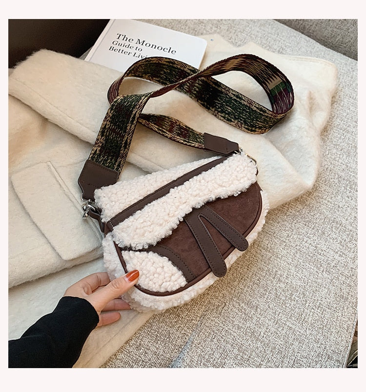 eybag Vintage Houndstooth Saddle Handbag Purses for Women Shoulder Crossbody Bags New Fashion Ladies Messenger Bag High Quality