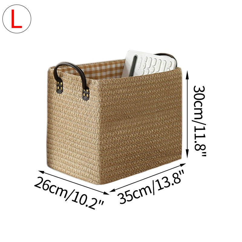 eybag Woven Storage Baskets Box Foldable Storage Box with Handle Toy Snack Sundries Organizer Handmade Organizer Basket Drawer