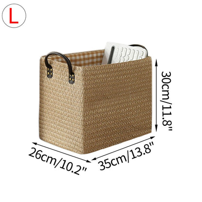 eybag Woven Storage Baskets Box Foldable Storage Box with Handle Toy Snack Sundries Organizer Handmade Organizer Basket Drawer