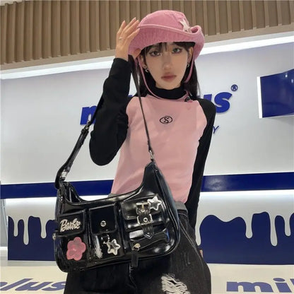 Sweet Y2K Crossbody Lolita Hippie Bag Girl Chain Popular Bag Y2K Retro Shoulder Cute Bags Korean Satchel Aesthetic Kawaii Purse