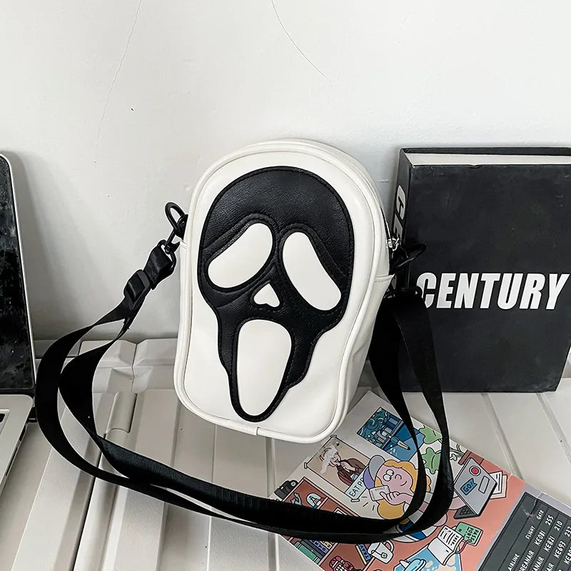 eybag Korean Gothic Funny Unusual Ghost Aesthetic Bag Anime Ghostfaced Y2k Purse Crossbody Shoulder Bag Soft Leather Unisex Designer