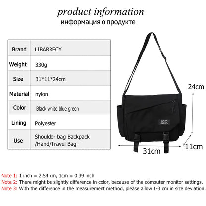 eybag Japanese Simple Messenger Bags Korean Men Bag Younth Student Nylon Waterproof Canvas Bag Light Crossbody Bags for Women Satchels