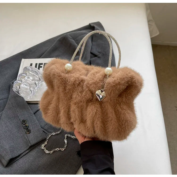 eybag Faux Fur Tote Handbags and Purses Women Shoulder Crossbody Bags New Soft Plush Messenger Bag High Quality