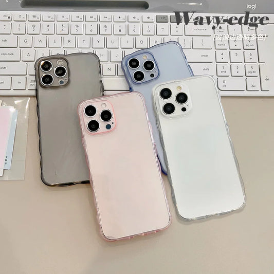 eybag Fashion Wavy Border Phone Case for IPhone 15 14 13 12 11 Pro Max Mini X XR XS 7 8 Plus SE High Quality Soft Tpu Back Cover