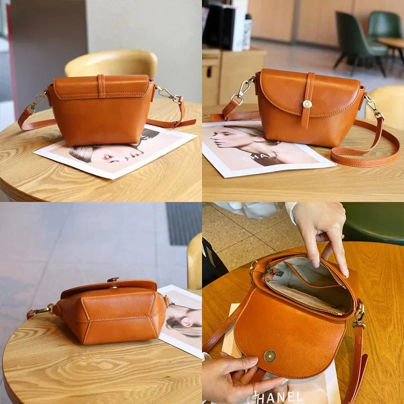 eybag Fashion Genuine Leather Women Crossbody Bag Small Shoulder Handbag Female Mobile Phone Purse Bags Solid Messenger Bag for Women