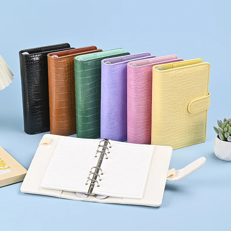 eybag A5 A6 A7 Crocodile Color 6 Ring Binder PU Clip-on Notebook Leather Loose Leaf Notebook Cover Notebooks Journal Stationery