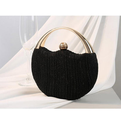 eybag Round Pleated Clutches Luxury Handbags For Women Elegant  Wedding Shoulder Bag Gold Party Evening Bags silver small Purse