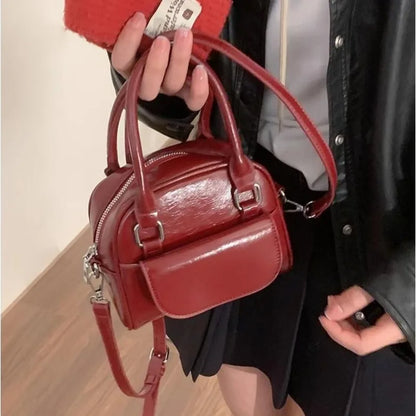 eybag Vintage Red Womens Handbag Korean Style Fashion Wedding Small Shoulder Bag Leather Exquisite Casual Female Crossbody Bag