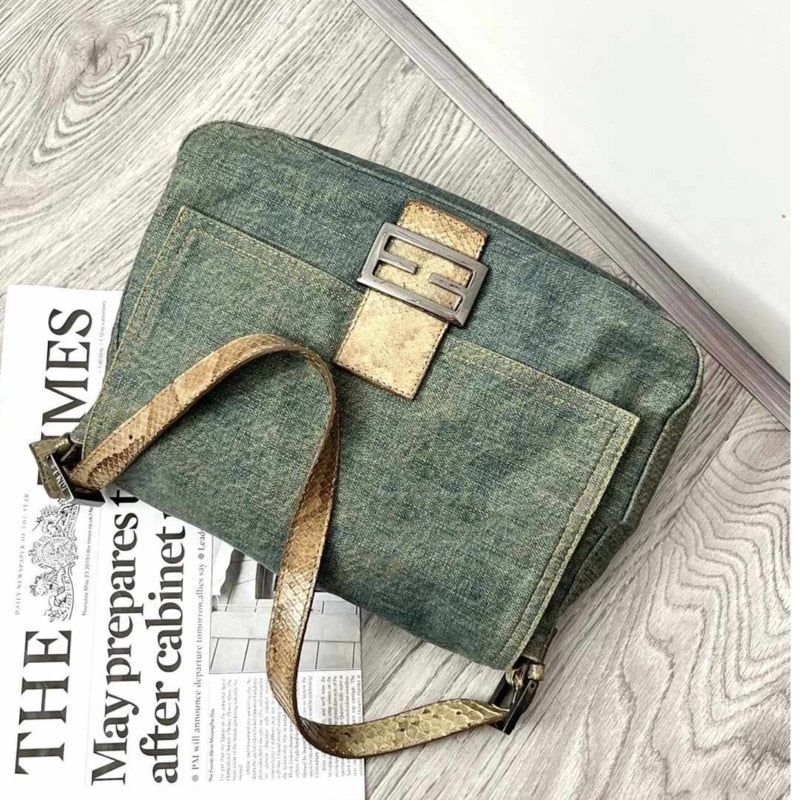 Lkblock New Denim Handbags For Women Korean Fashion Shoulder Bag High Capacity Underarm Bag For Women Versatile Female Shoulder Bag