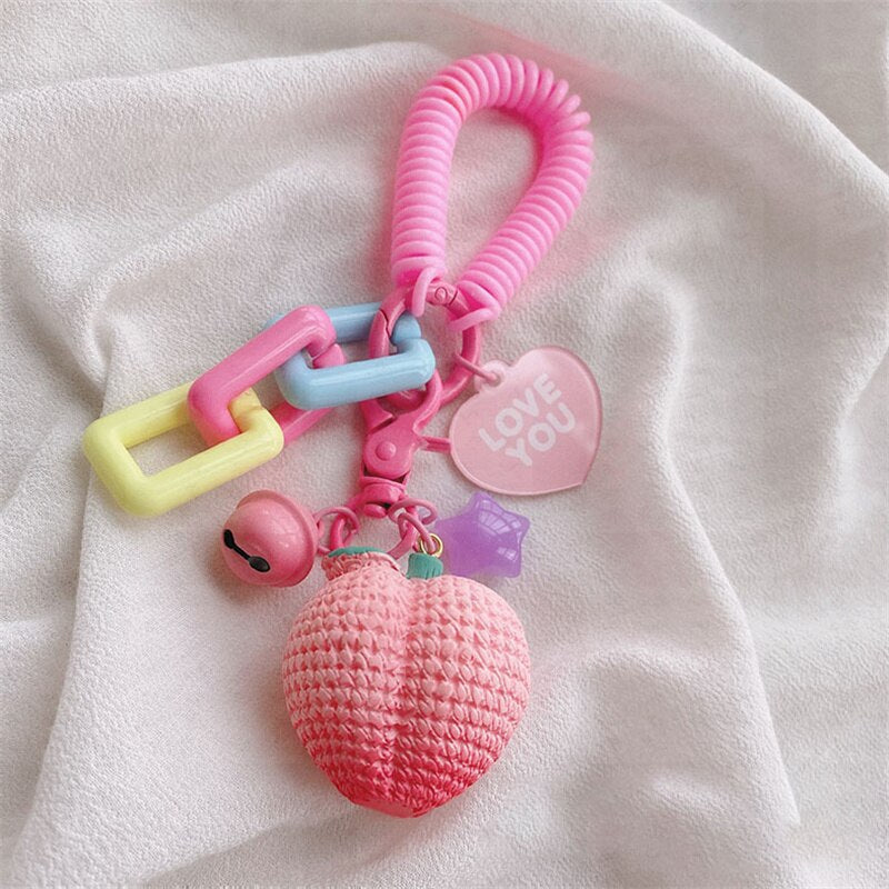 eybag Delicate Strawberry Flower Keychain Peach Key Ring Personalized Ins Resin Bag Pendant Key Ring Girl Friend Gift Wholesale