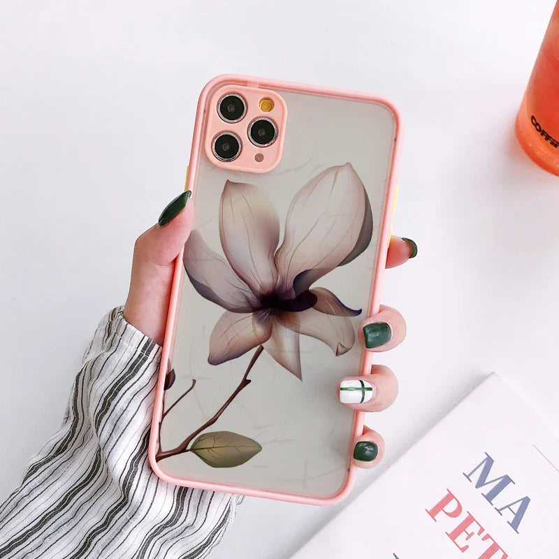 eybag Luxury Vintage Rose Flower Phone Case for iPhone 7 8 Plus SE2 X XR XS MAX 12 13 14 11 15 Pro Max Black Back Shockproof Covers