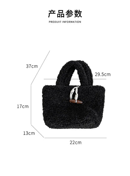 Lkblock Cute Warm Plush Women Handbags Winter Lambswool Tote Bags for Women Small Soft Shoulder Bag Designer Shopper Purse Female Clutch