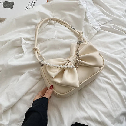 eybag New Design Women's Bag Trend Fashion Bow Pleated Underarm Shoulder Bag Individuality Summer Chains Beading Handbag