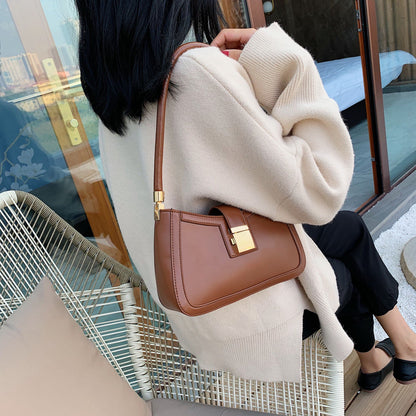 eybag Solid Color PU Leather Shoulder Bags For Women 2022 hit Lock Handbags Small Travel Hand Bag Lady Fashion Bags