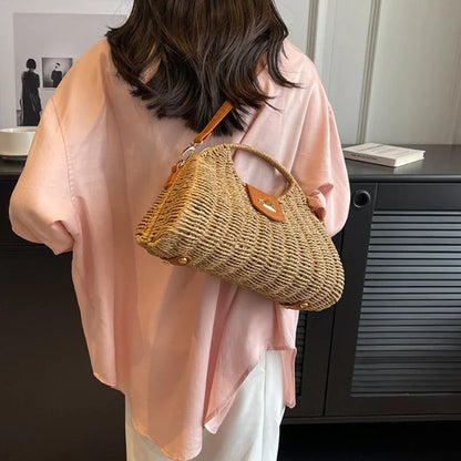 eybag Summer Woven Straw Handmade Female Tote Bag 2024  Hot Sale Holiday Casual Youth Shoulder Bags Fashion Elegant Lady Beach Purse