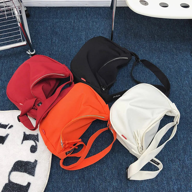 eybag Large Capacity Student Shoulder Bags Female Handbags School Satchel Nylon Crossbody Bag Simple Solid Color Daily Shopping Bags