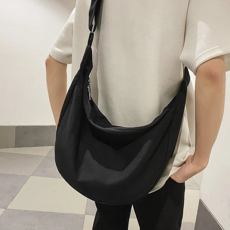 eybag Simple Solid Color Women Crossbody Bag Casual Canvas Men Shoulder Bag Student Leisure Travel Book Bag Large Capacity Shopper Bag