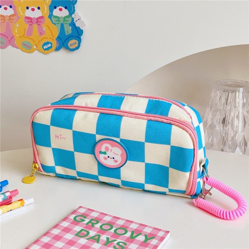 eybag Portable cartoon bear pencil case with pen insert animal cute pencil bag school student stationery storage bag canvas girl bags