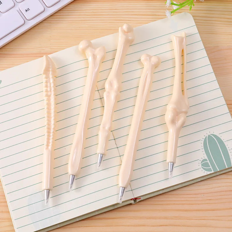 eybag 5Pcs/Set Funny Lifelike Bone Shape Ballpoint Pen School Office Writing Supplies Gift Stationery