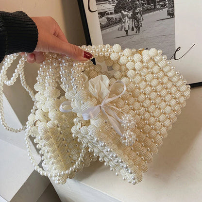 eybag Luxury Handmade Pearl Purses Ladies Wedding Bridal Party Beaded Evening Bag Magic Handbags Designer Crossbody Bag Women's Wallet