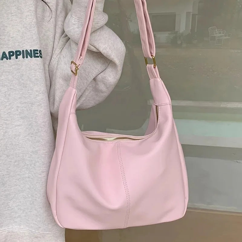 eybag Sweet Korean Fashion Shoulder Bag for Student Girl Simplicity Pink White Color Crossbody Bag Cute High Capacity Book Tote Bag