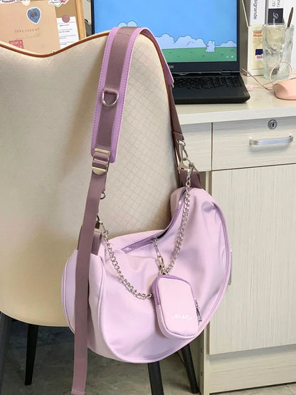 eybag Purple Hobos Bag Women New Harajuku Aesthetic Nylon Casual Crossbody Bag Ladies Large Capacity Y2k Handbag Chic