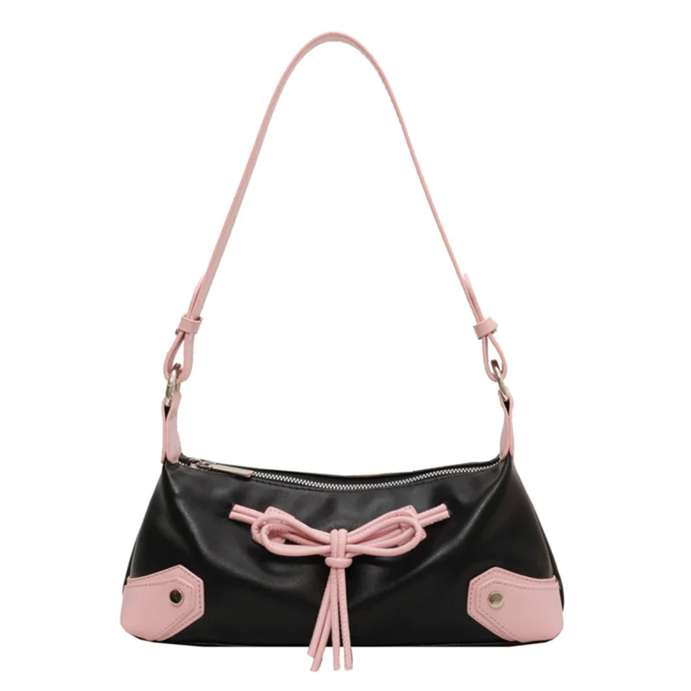 eybag Matching Color Shoulder Bag with Bow Detail for Work or Shopping