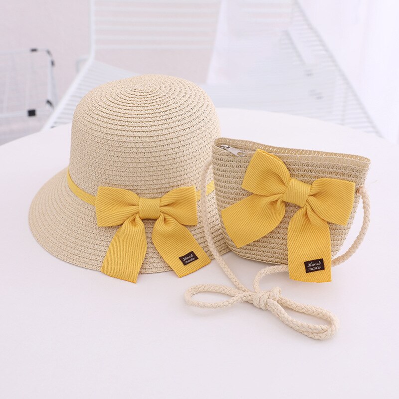 eybag Parent-Child Hat Crossbody Bag For Women Girls Same Paragraph Sun Hat Straw Sun Protection Beach Travel Holiday Parent-Child Cap