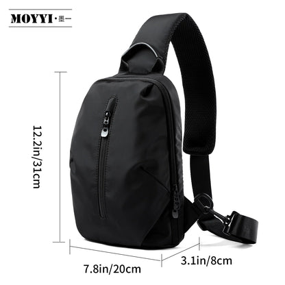 eybag Chest Bag Pouch for Man Fabric Casual Commute Simple 9.7'' IPad Sling Bag Multi-Functional Zipper Anti Theft Bags