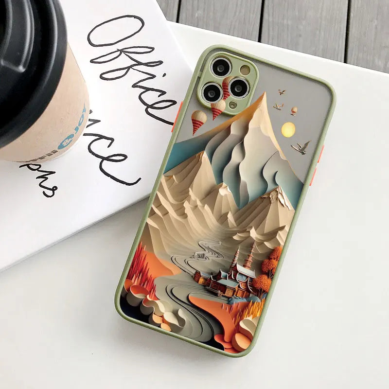 eybag Printing Landscape phone case For iPhone 15 14 11 12 13 Pro Max Mini XS X XR 7 8 Plus SE2 Creative Mountains Shockproof Cover