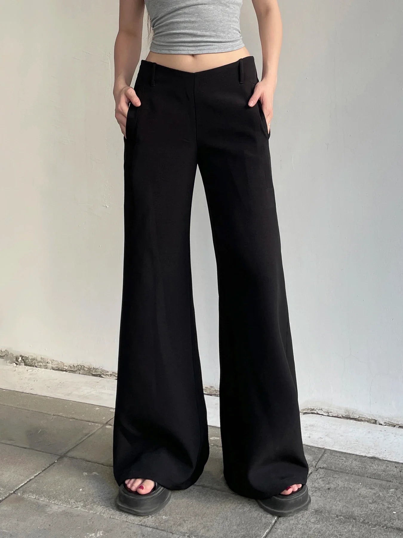 eybag V-waist Head Wide-leg Pants New Irregular Design Y2K Streetwear Loose Trousers Fashion Women Casual Pantalones Clothes