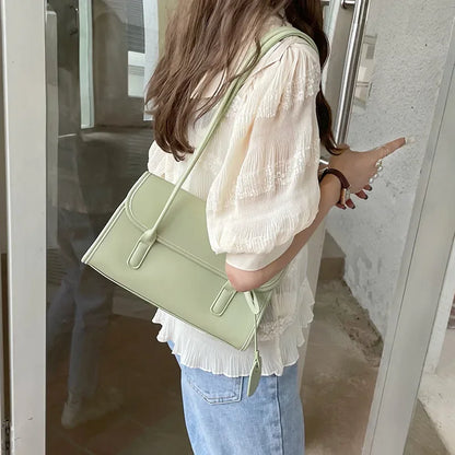 eybag Fashion Women Small Tote Shoulder Bag Retro Design Ladies Clutch Purse Handbags Solid Color PU Leather Female Underarm Bags