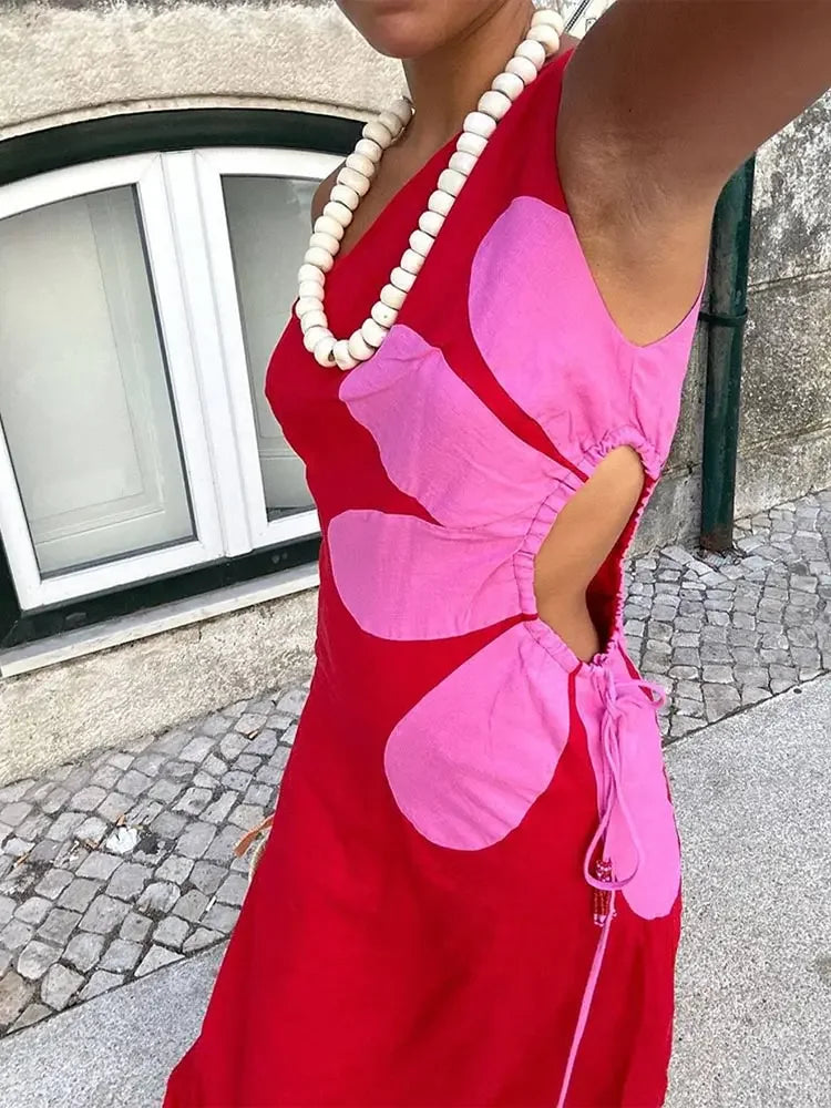 eybag Slash Collar Backless Off Shoulder Hollow Out Maxi Dresses 2024 Summer Fashion Red Strapless Slim Red Dress Lady Beachwear Dress