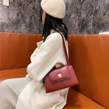 eybag Retro Women Portable Small Square Shoulder Bags Red Wine Ladies Underarm Bag Vintage PU Leather Female Tote Purse Handbags