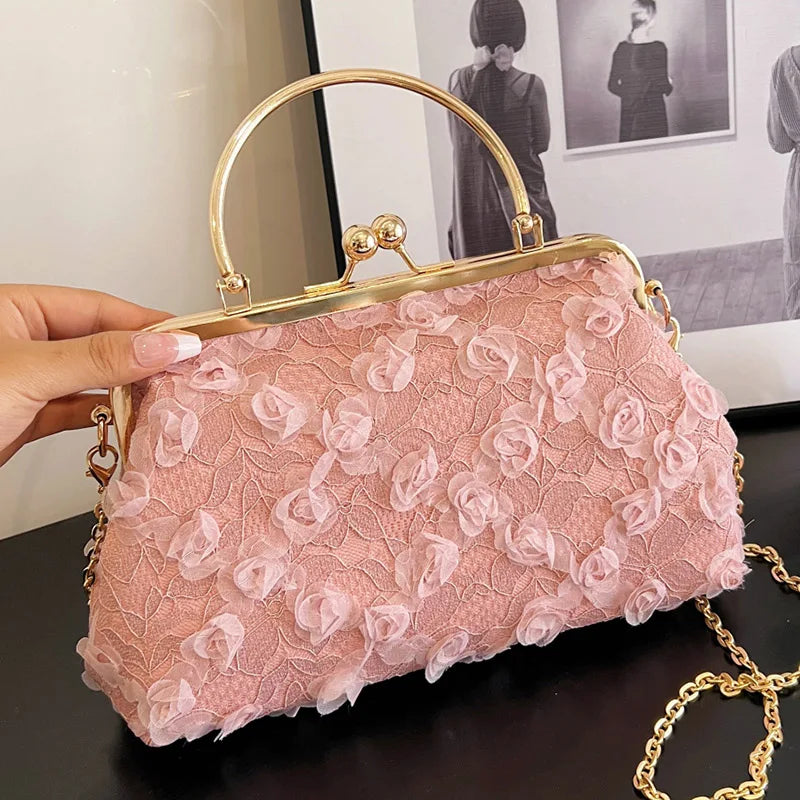 eybag Design Women Lace Wedding Bridal Handbags And Purse Sweet Ladies Evening Day Clutch White Black Green Pink Floral Messenger Bags