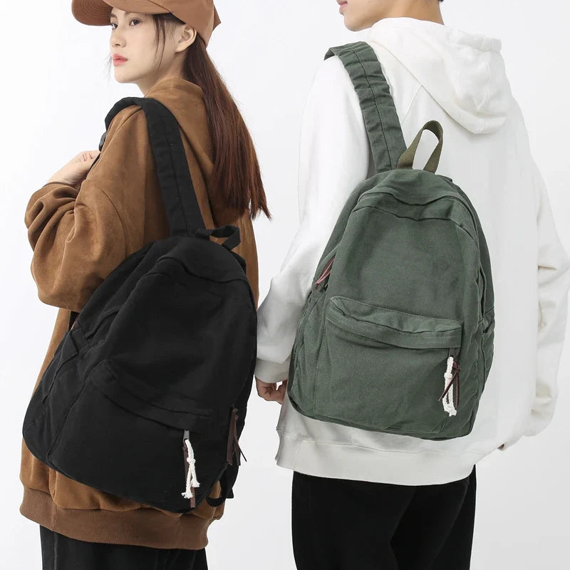 eybag Simple Solid Color Large Capacity Women Backpack Fashion Canvas Male Female College Backpack Boy Girl Travel Laptop School Bag