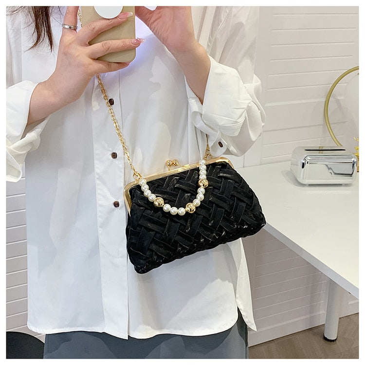 Lkblock Fashion Pearl Handle Handbag For Women Luxury Banquet Women's Bag Trend Ladys Evening Clutch Purse Party Bag Corssbody Bags