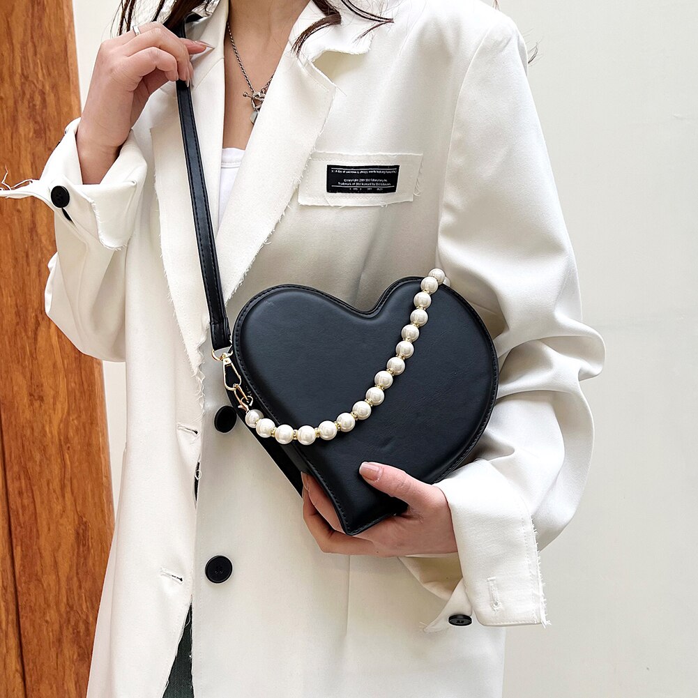 eybag Fashion Girly Design Love Shoulder Bag PU Leather Women's Clutch Purse Handbags Vintage Pearl Female Heart Tote Crossbody Bags