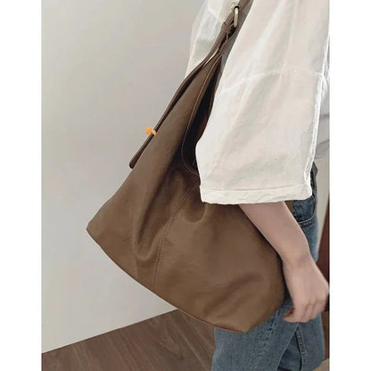 eybag Vintage Brown Shoulder Bag for Women Elegant Pu Leather Casual Large Capacity Tote Bag Aesthetic Commuter Female Handbag