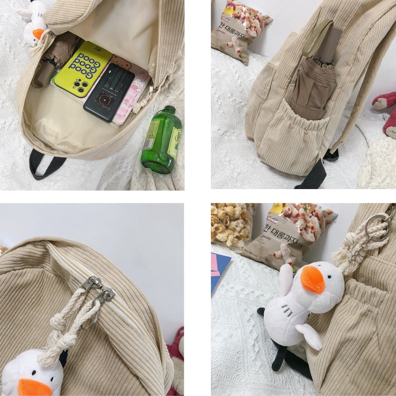 eybag Corduroy Backpack Cute Fashion Women Backpack Female Girl School Backpack Female Travel Shoulder Bags For Teenage Mochila