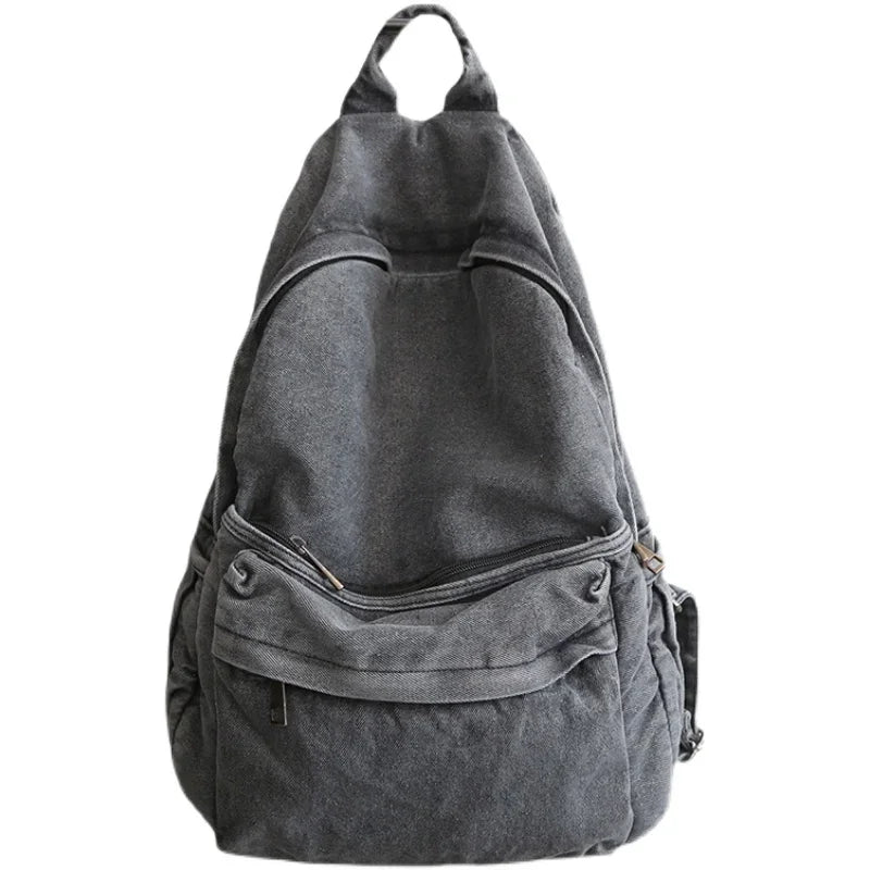 eybag Retro Distressed Canvas Gray Backpack Girl College Female Book Travel Backpacks Cool DenimLaptop Lady Student Ruckpack Bags