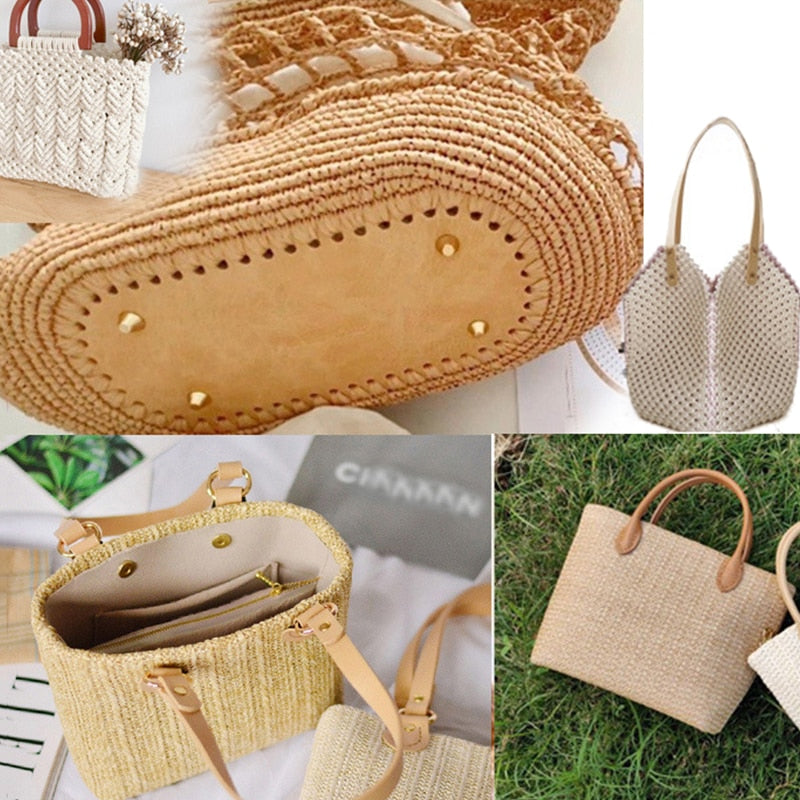 eybag 30*10cm Handmade Oval Bottom for Knitted Bag PU Leather Wear-Resistant Accessories Bottom with Holes Diy Crochet Bag Bottom