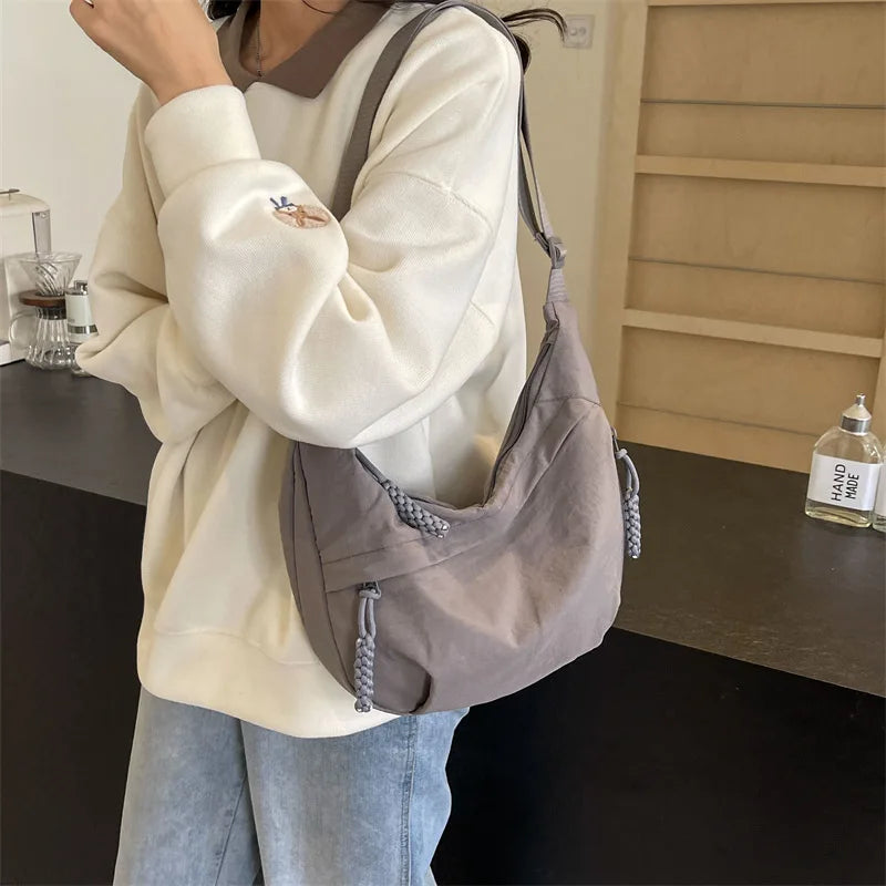 eybag Leisure Crossbody Hobo Bag with Large Capacity Versatile and Niche Design Nylon Shoulder Bag Student Class Mailman Bag