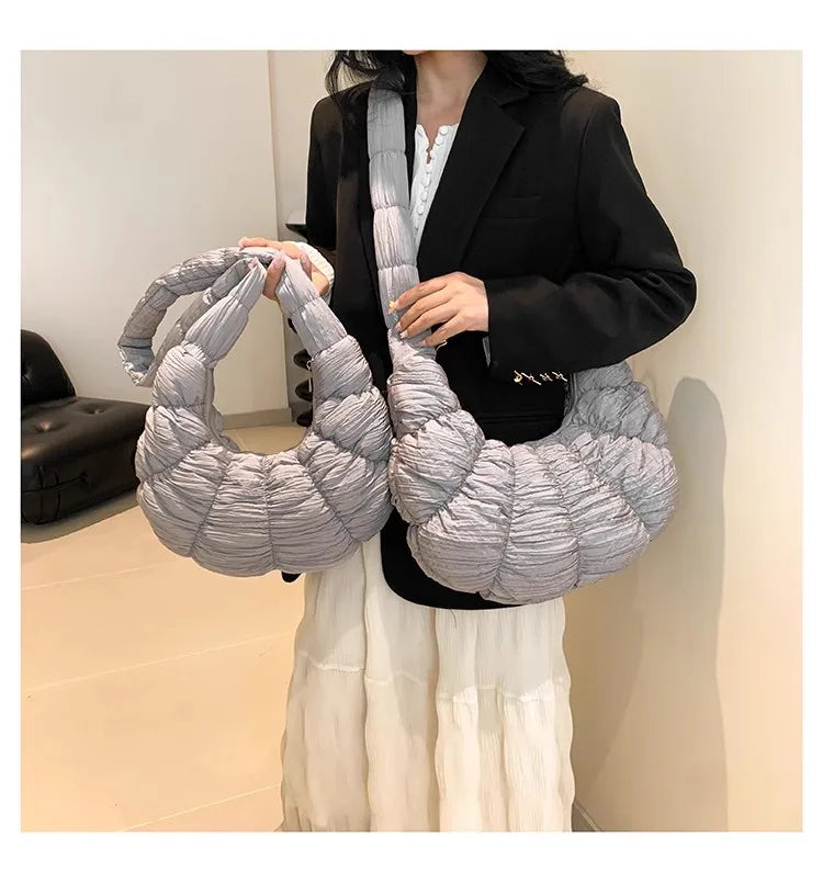 eybag Trendy Croissant Quilted Shoulder Crossbody Bags Women Hobos Handbags and Purses Nylon Padded New Thread Messenger Bag