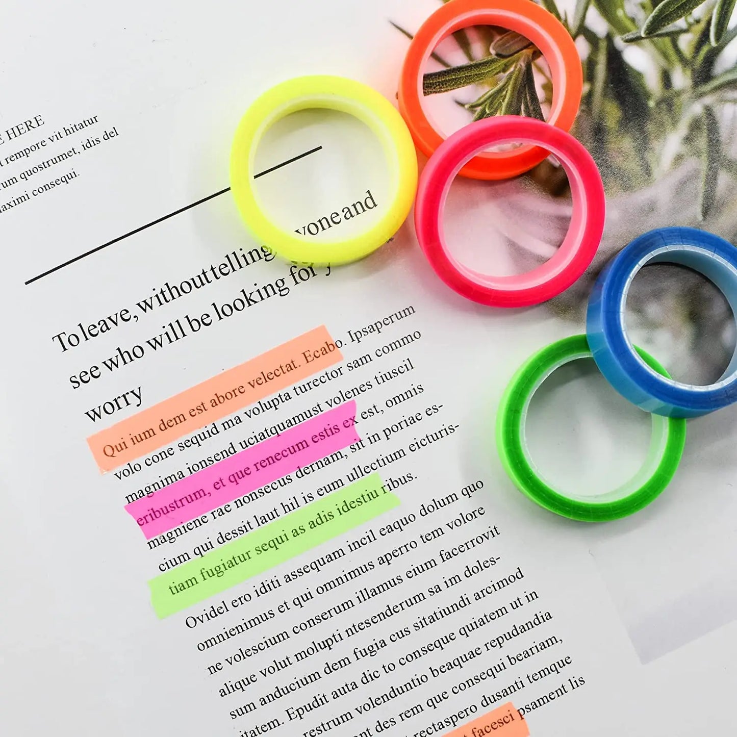 eybag 1280Pcs Transparent Highlighter Tape, Removable Sticky Tabs for Annotating Books, Long Strips Page Markers Tabs with Scissor,